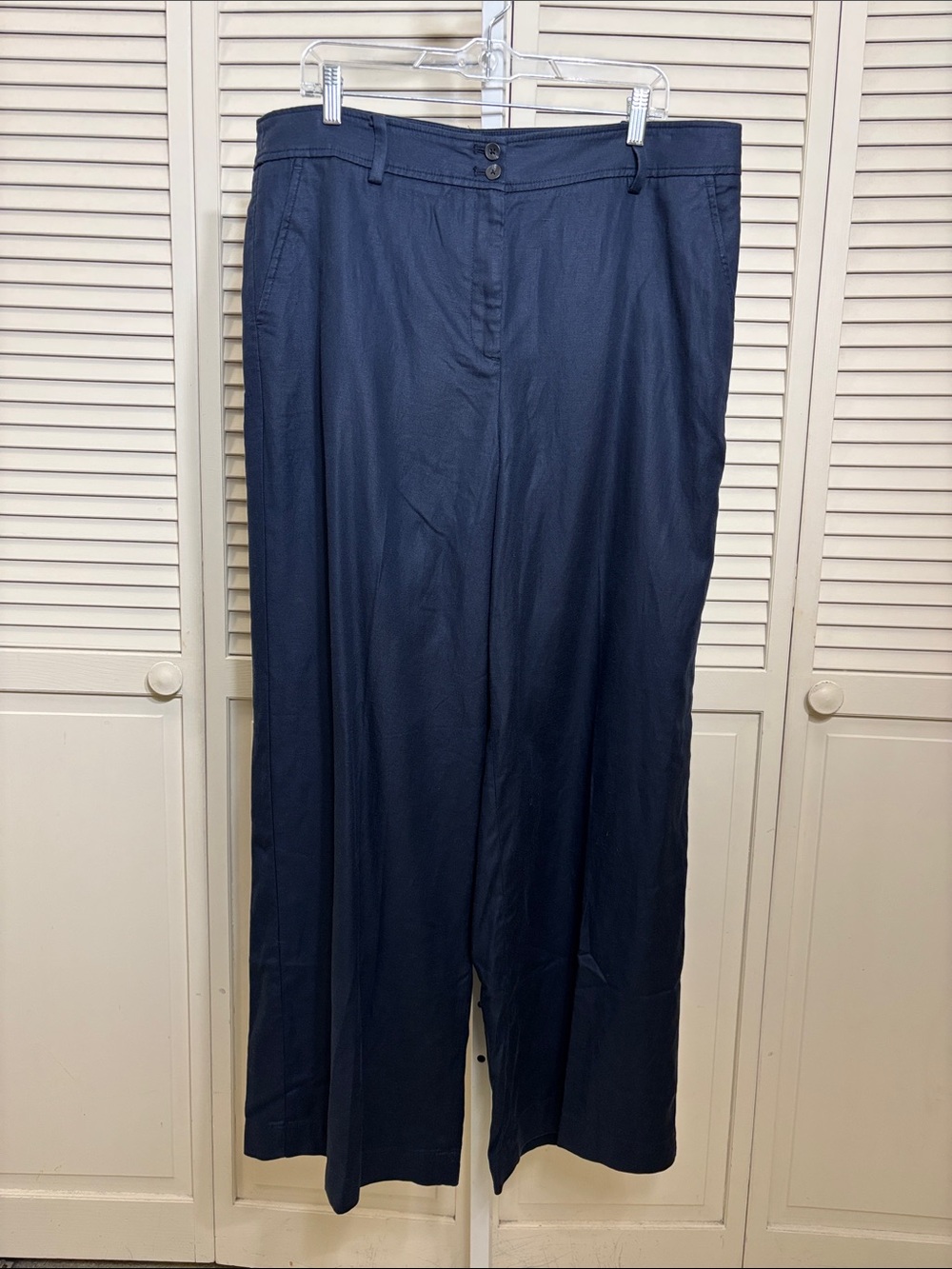 NWT Talbots Navy Wide-Leg Trousers Lyocell & Linen Blend Size 16